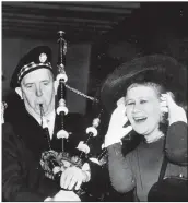  ??  ?? Top: Police keep fans back from the hotel in Glasgow where Laurel and Hardy were staying. Above: The stars with their wives Lucille and Ida.