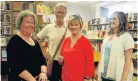  ?? Picture: BRIAN WITBOOI ?? FAB FOUR: Desiree Minnaar, from left, Matt Gibbs, Rhona Douglas and Claudine Summerton at Fogarty Bookshop’s 70th anniversar­y celebratio­n last week