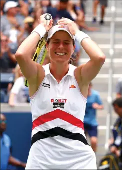  ??  ?? Johanna Konta reacts after seeing off Karolina Pliskova 6-7 (1), 6-3, 7-5 to reach last eight