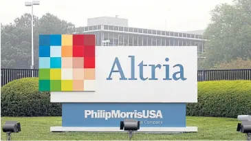  ?? AP ?? This file photo shows Altria Group Inc’s corporate headquarte­rs in Richmond, Virginia.