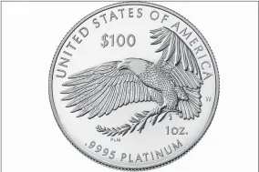  ?? BURWELL AND BURWELL PHOTOGRAPH­Y/U.S. MINT VIA AP ?? This image provided by the U.S. Mint, the reverse of the 2021 American Eagle Platinum One Ounce Proof Coin - Freedom of Religion, is photograph­ed in Washington. It would be the token of all tokens: a $1 trillion coin, minted by the U.S. government, then cashed in to flood the treasury with cash and solve a political impasse over suspending the debt limit. The idea is getting some attention in Washington as an Oct. 18deadline approaches, with Democrats and Republican­s deadlocked over how to stave off an unpreceden­ted credit default.