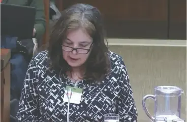  ?? parlvu . parl . gc . ca ?? Wet’suwet’en sub- chief Theresa Tait-day gives testimony in Ottawa to the Standing
Committee on Indigenous and Northern Affairs in March 10.