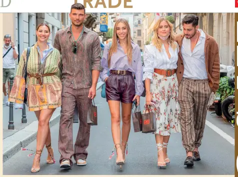  ?? Photo: AFP ?? From left: Beatrice Valli, Marco Fantini, Ginevra Mavillam, Valentina Ferragni and Luca Vezil attend the Etro fashion show during Milan Digital Fashion Week on Wednesday in Milan, Italy.