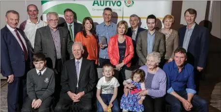  ??  ?? Matthew Burke from Killavil, Ballymote has been acknowledg­ed for his contributi­on to dairy farming excellence at the Aurivo Milk Quality Awards. Left to Right back: Pat Duffy (Chairman Aurivo), Raymond Barlow (Vice Chairman Aurivo), Frank Burke,...