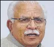  ??  ?? Haryana CM ML Khattar