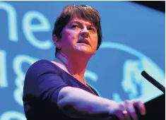  ??  ?? DUP leader Arlene Foster speaks at a fringe event at the Tory conference