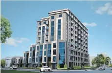  ??  ?? An artist’s rendering of a 10-storey building proposed for the area of Fredrick Street and Avon Road in Kitchener