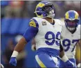  ?? MARK J. TERRILL — THE ASSOCIATED PRESS ?? Defensive tackle Aaron Donald announced his retirement Friday after a stellar 10-year career with the Rams.