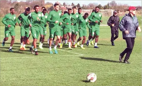  ??  ?? Eagles at training ahead of tonight’s friendly with Togo