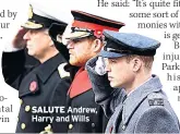  ??  ?? SALUTE Andrew, Harry and Wills