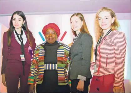  ??  ?? Young delegates pose with Minister in the Presidency for the National Planning Commission for Policy and Evaluation Nkosazana Dlamini-Zuma at the 4th Brics Youth Summit. Photo: Musa Masilela