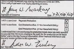  ??  ?? Paperwork: Jean Mackay, right, says the top signature is hers – but the lower one is a forgery
