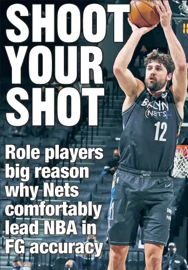  ?? Getty Images ?? DOWNTOWN BROOKLYN: Joe Harris leads the NBA in 3-point percentage, drilling 50.4 percent from beyond the arc this season.
