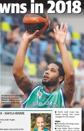  ??  ?? US imports Leeza Burdgess (Seahawks) and Deon Mitchell (Rollers) were impressive in the QBL.