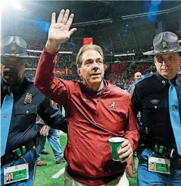  ?? [AP PHOTO] ?? Alabama coach Nick Saban leaves the field after the Southeaste­rn Conference championsh­ip game against Georgia in Atlanta on Dec. 1.