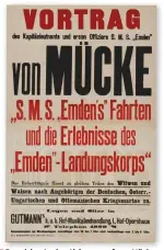  ??  ?? ■ Broadsheet advertisin­g one of von Mückes public talks in Vienna.