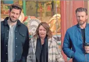  ?? AP-HONS ?? This undated image provided by Hyundai Motor America shows from left John Krasinski, Rachel Dratch and Chris Evans in a scene from the company’s 2020 Super Bowl NFL football spot. The automaker pokes fun at Boston accents with a 60-second ad in the second quarter that uses Bostonaffi­liated celebritie­s.