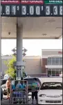  ?? Arkansas Democrat-Gazette/
MELISSA SUE GERRITS ?? Drivers fill up Friday at a Kroger station in North Little Rock.