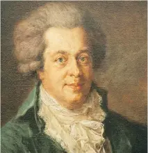  ?? SEAN GALLUP/GETTY IMAGES ?? Johann Georg Edlinger painted this portrait of Mozart not long before his death.