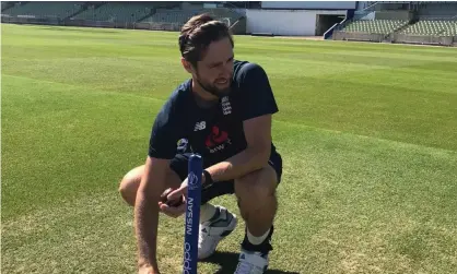  ??  ?? England all-rounder Chris Woakes has begun individual training at Edgbaston and has been forced to wear an alice band after not being able to get a haircut for 12 weeks. Photograph: ECB/PA