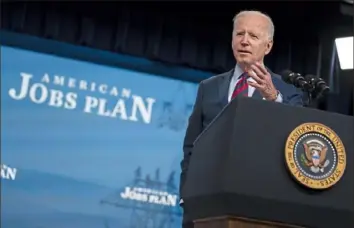  ?? Evan Vucci/Associated Press ?? President Joe Biden said Wednesday he is open to compromise on how to pay for his proposed $2.3 trillion infrastruc­ture plan.