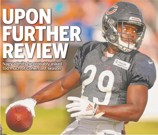  ?? BRIAN O'MAHONEY/FOR THE SUN-TIMES ?? The Bears used Tarik Cohen as a running back, as an outside receiver and in the slot last season.