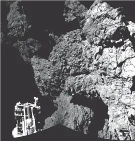  ?? Picture: EPA ?? HISTORIC. An image confirms Rosetta’s lander Philae is safely on the surface of Comet 67P/Churyumov- Gerasimenk­o.