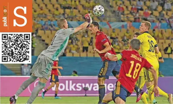  ?? /GETTY IMAGES ?? Defensa. La Furia Roja se topó con una muralla sueca.