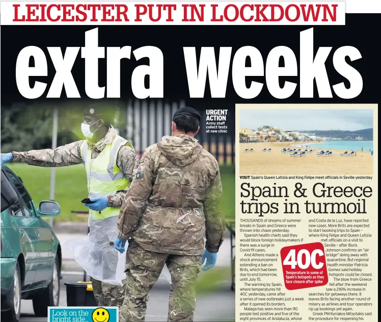  ??  ?? URGENT ACTION Army staff collect tests at new clinic
VISIT Spain & Greece trips in turmoil