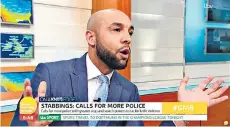  ??  ?? Speaking out: Beresford’s outburst on Good Morning Britain about knife crime