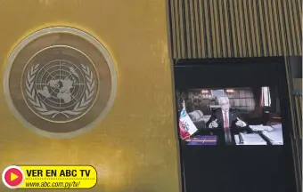  ??  ?? Videoconfe­rencia del presidente chileno Sebastián Piñera en la apertura de la asamblea de la ONU.