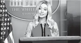  ?? SAUL LOEB/GETTY-AFP ?? White House spokeswoma­n Kayleigh McEnany told reporters Thursday that President Donald Trump “will not in any way sacrifice safety” when it comes to a vaccine.