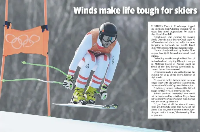  ?? Picture: AFP PHOTO ?? Austria's Vincent Kriechmayr was the quickest competitor after the final training run for the men's downhill yesterday