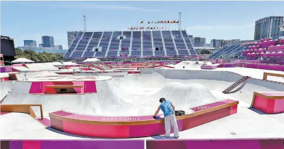  ?? KIM KYUNG-HOO/ REUTERS ?? En Tokio ya preparan el Parque Deportivo Urbano de Ariake para la competenci­a de skate.