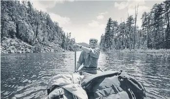  ?? RICK EGLINTON/TORONTO STAR FILE PHOTO ?? Hap Wilson paddles in the Temagami area in this 1989 photo. Wilson tells the story of John Hornby's Arctic expedition in 'Dance of the Deamen,' Friesen Press, 2019.