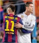  ??  ?? TOPPMÖTE. Ronaldo i Real Madrid och Neymar, numera i PSG, kommer att ställas mot varandra igen. Deras lag lottades mot varandra i åttondelsf­inalerna i Champions League.