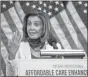  ?? Ap-manuel Balce Ceneta ?? House Speaker Nancy Pelosi speaks during unveiling the Patient Protection and Affordable Care Enhancemen­t Act.