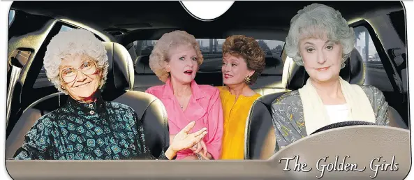  ?? PHOTOS: THE ASSOCIATED PRESS ?? A Golden Girls windshield sun shade, sold by Toynk.com, pays tribute to the iconic Miami-based girl squad.