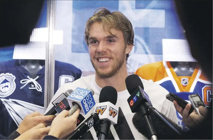  ?? DAVID BLOOM ?? During Thursday’s opening day of training camp for the Oilers at Rogers Place, captain Connor McDavid said “commitment is as high as I’ve ever seen it.”