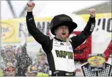  ?? ELLEN SCHMIDT — THE ASSOCIATED PRESS ?? William Byron celebrates in Victory Lane after winning the NASCAR Cup Series race in Las Vegas on Sunday.