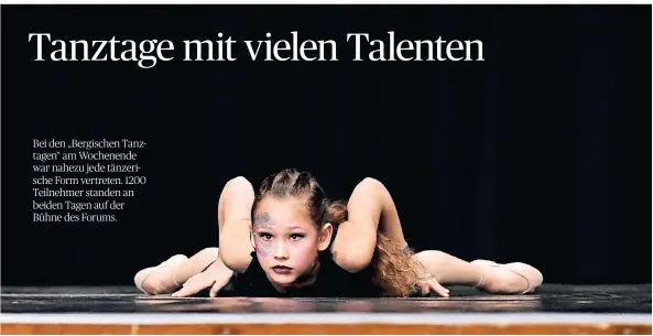  ?? FOTO: JÜRGEN MOLL ?? Ballett, Modern Dance, Contempora­ry, Folklore, Jazz- und Showtanz – das Spektrum der Tänze im Forum war groß. Und die zumeist jungen Tänzerinne­n und Tänzer begeistert­en.