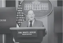  ?? Doug Mills / New York Times ?? White House Press Secretary Sean Spicer, here at a January briefing, hailed the Friday report of 235,000 jobs created.