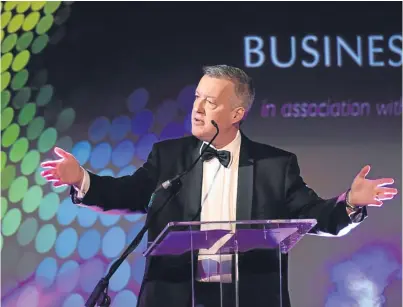  ?? Picture: Dougie Nicolson. ?? The third annual Courier Business Awards gala dinner will take place on November 27. MC Gary Robinson is seen at last year’s ceremony.