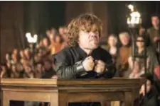  ?? HELEN SLOAN — HBO VIA AP ?? In this image released by HBO, Peter Dinklage appears in a scene from “Game of Thrones.” In a blog post on Saturday author George R.R. Martin said that the latest book in the series that the show is based on was not finished for the Jan. 1, deadline...