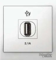  ??  ?? Schneider electric USB Wall Charger is suitable for all types of buildings.