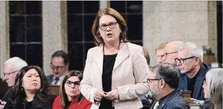  ?? SEAN KILPATRICK THE CANADIAN PRESS ?? Jane Philpott, minister of Indigenous services, stands during question period in the House of Commons on Parliament Hill in Ottawa on Monday.