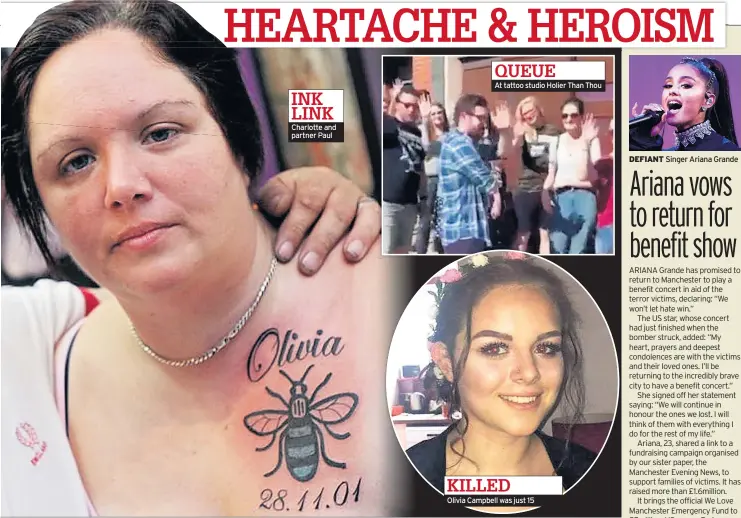  ??  ?? Charlotte and partner Paul At tattoo studio Holier Than Thou Olivia Campbell was just 15