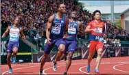  ?? CRAIG MITCHELLDY­ER / GETTY IMAGES ?? Su Bingtian competes in the men’s 100-meter race during the 2018 Prefontain­e Classic on Saturday in Eugene, Oregon. It was the third stop of the IAAF Diamond League.