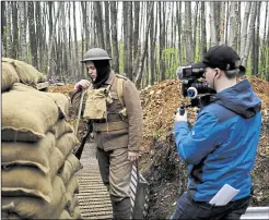  ?? ?? Behind the scenes of Thomas Gardner’s debut production, The Fronts of War, which was filmed on site