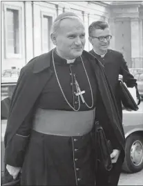  ?? GIANNI FOGGIA - THE ASSOCIATED PRESS ?? Karol Cardinal Wojtyla, archbishop of Krakow, Poland, arrives to take part in the Oct. 22, 1971, working session of the World Synod of Bishops at the Vatican.